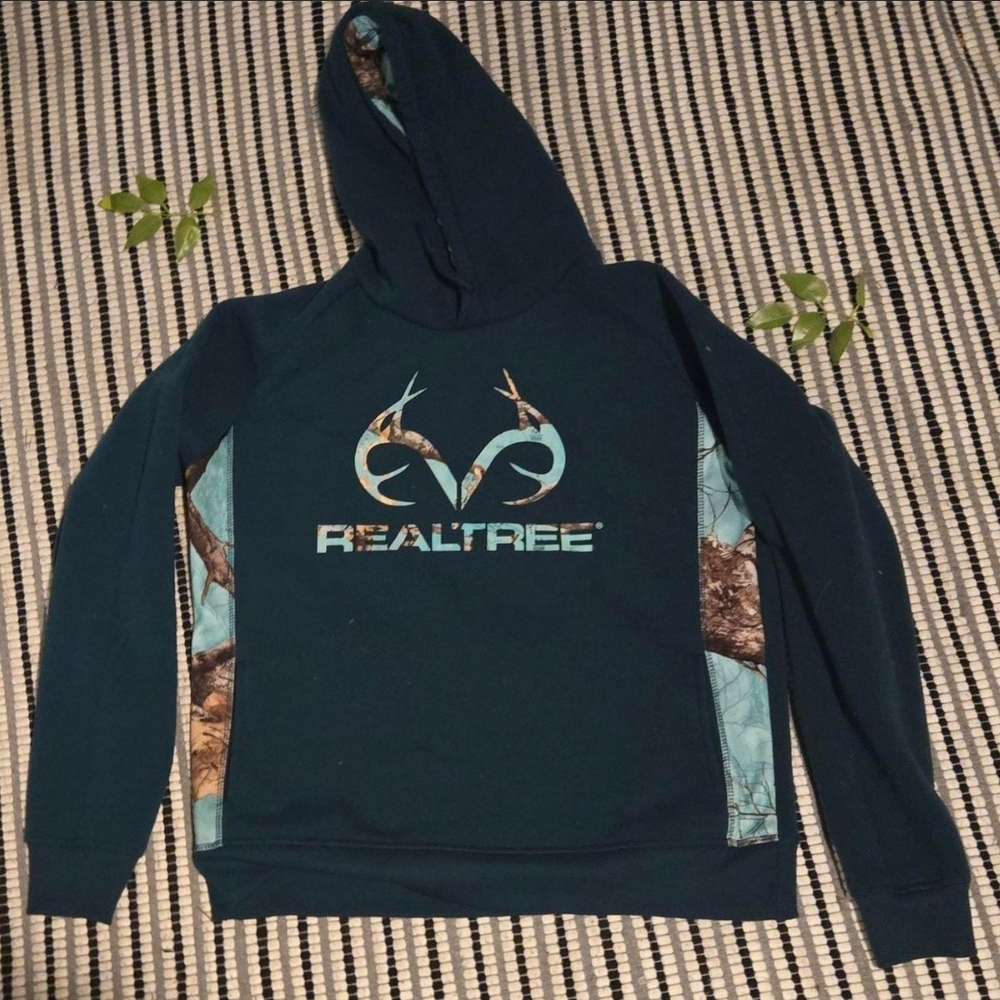 Realtree Blue Sweater with Hood and Logo